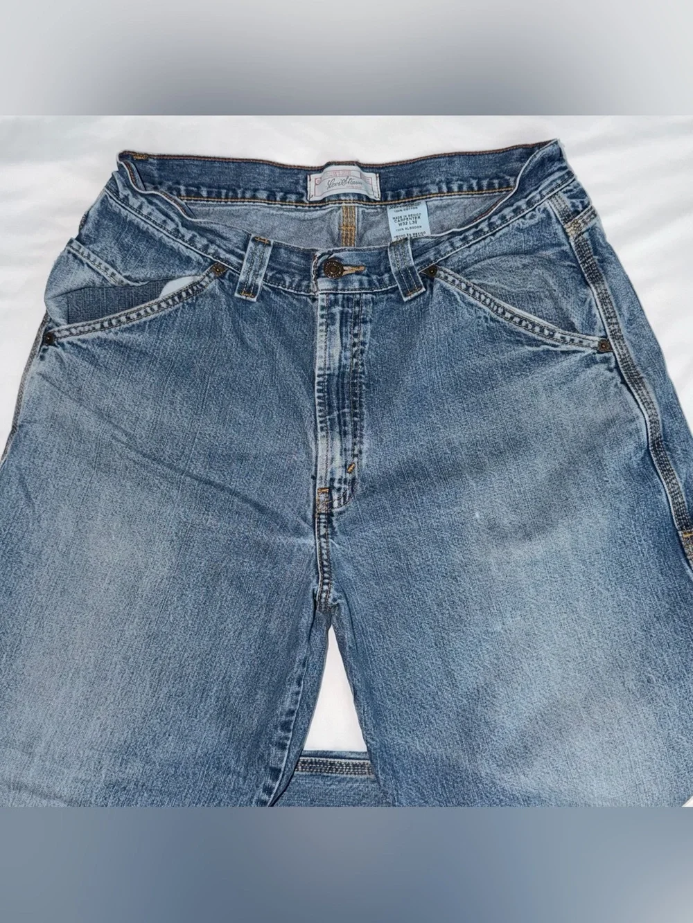 Vintage 90s Levi Strauss Signature Retro Light Blue Denim Distressed Jeans 32x30